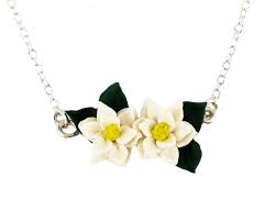 Realistic Magnolia Flower Bar Necklace Magnolia Jewelry Magnolia Jewelry Flower Jewellery Magnolia Flower