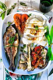 Mediterranean Grilled Seafood And Vegetable Platter Grilled Seafood Vegetable Platter Seafood Platter