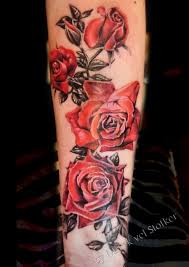 Black And Red Rose Tattoo For Women Black And Red Roses Tattoo Google Search Rose Tattoos Black Rose Tattoos Floral Tattoo Sleeve