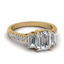 #ring #rings #diamond #diamonds #gemstone #gemstones #gems #jewelry #jewellery #fashion 14k yellow gold round & pear past present future 3 stone diamond ring 1.65 carats. 2 Carat Diamond Emerald Cut 3 Stone Engagement Ring In 18k Yellow Gold Fascinating Diamonds