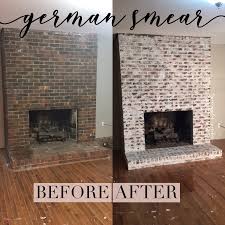 This can be done on any brick or stone in your home! How To German Smear Like A Boss Pineapples Porches Home Fireplace Brick Fireplace Brick Fireplace Makeover