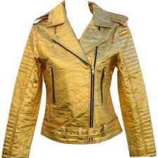 Stunning Gold Biker Jacket Tailored In Pinatex Pineapple Leaf Leather Sustainable And Vegan Wholesale And Retail Leather Outerwear Biker Jacket Jackets