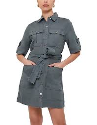 Saba Lila Linen Belted Shirt Dress