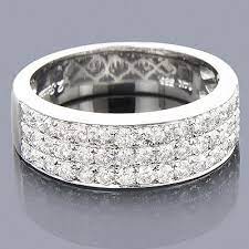 Men S 3 Row Wedding Band In White Gold Rings Jewelry Wedding For More Beautiful Rings See Http W Antique Wedding Rings Wedding Rings Mens Wedding Rings