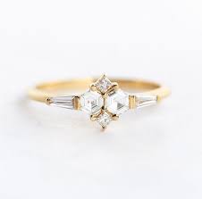 Ivy Hexagon Diamond Cluster Ring - Art Deco Engagement Ring | Capucinne