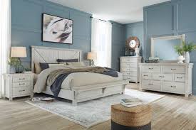 Winchester slate grey storage tv bed. Ashley Brashland White 6 Pc Dresser Mirror Chest King Panel Bed With Bench Footboard On Sale At Furniture And Mattress Warehouse Serving Holland Mi