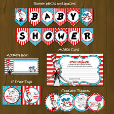 Dr Seuss Printable Baby Shower Package Cat In A Hat Baby Shower Diy Set Sold By Splashbox Printables On Storenvy