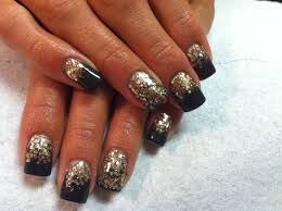 Acrylic Black And Gold Glitter Nails Pin By Kat Rosenberg On My Acrylic Nails Black Acrylic Nail Designs Black Acrylic Nails Acrylic Nail Designs