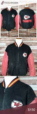 Vintage Kansas City Chiefs Leather Suede Coat L Gameday Outfit Suede Coat Heavy Winter Coat
