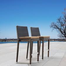 Sirio Niko Espresso Wicker Bar Stool With Camel Cushions Pack Of 2 Starsong