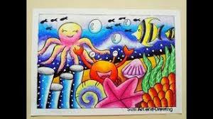 Cara mudah menggambar pemandangan malam dan siluet dengan crayon dan cara gradasi warnanya. Cara Mewarnai Gradasi Pemandangan Bawah Laut Dengan Oilpastel Drawing Scenery Of Under The Sea By Susi