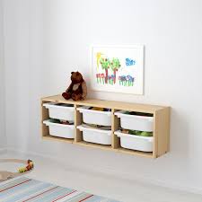 Trofast Wandopberger Grenen Licht Wit Gebeitst Grenen Wit 93x21x30 Cm Ikea In 2020 Wall Storage Storage Playroom Storage