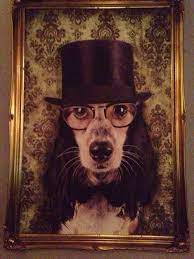 Dog Wearing Top Hat Eyeglasses In Frame Art Dog Top Dog Wear Framed Art