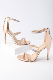 Aerin Rose Gold Rhinestone Ankle Strap Heels