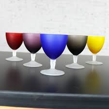 5 colored glass sherry cordial liqueur glasses. Set Of 5 Small Multi Colored Frosted Glass Wine Coupes Or Cordial Glasses Warehouse 414
