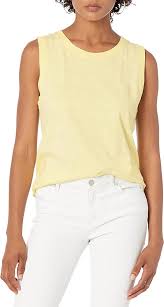 The Drop Women's Nicole Crew-Neck Muscle Tank Top, Pastel Yellow, XXL, Plus  Size
