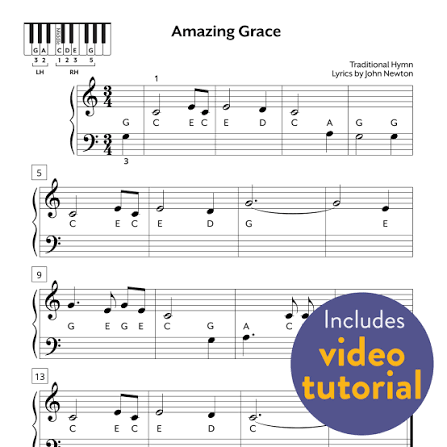 Amazing Grace Piano Sheet Music | Super Easy, Free, Beginner Level