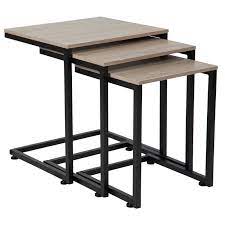 Add style and functionality to your. Flash Furniture Midtown 3 Piece Nesting Table Set In Sonoma Oak And Black Nan Jn 21741nt Gg