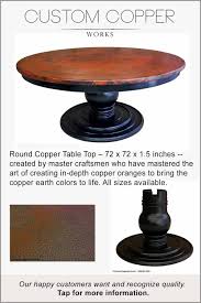 Hammered Copper Top Table Wood Pedestal Base Wood Apron Dining Table Copper 60 Inch Round Dining Table 72 Inch Round Dining Table