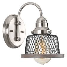 Farmhouse Sconce Brushed Nickel With Wooden Tilley By Progress Lighting P300042 009 Destination Lighting