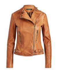 Ralph Lauren Burnished Leather Moto Jacket Women Bloomingdale S Leather Jackets Women Ralph Lauren Womens Clothing Leather Jacket Women Brown