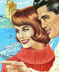 Man and Woman in fornt of Castle Art Print