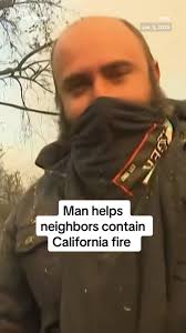 Guy with Fan in Backyard about Wild Fires