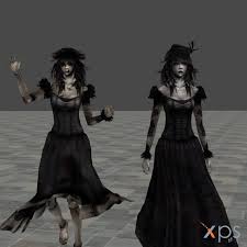 3d Model Ripped From Project Zero 4 Left Side Of Image Is Watashi And Right Side Of Image Is Kageri Hair Model Polygon Is Mess U Fatal Frame Model Hair Image