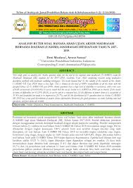 Soal uambn bahasa arab mts 2017 dan kunci jawabannya. Pdf Analisis Butir Soal Bahasa Arab Ujian Akhir Madrasah Bersama Daerah Uambd Madrasah Ibtidaiyah Tahun 2017 2018