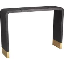Tyler Leather Console Table With Stitch Detail Reviews Cb2 Leather Console Table Console Table Brass Console Table