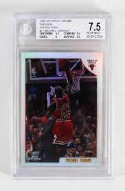 Michael jordan rookie card psa graded value and prices. 1998 99 Topps Chrome Michael Jordan Preview Refractors Card 77 Graded Beckett Bgs 7 5 Near Mint Memorabilia Expert