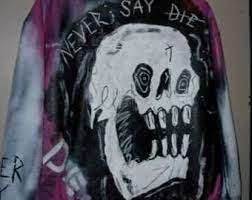 Lil Peep Skull Never Say Die Leather Jacket Coat Etsy Diy Jacket Leather Jacket Jackets