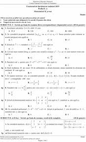 *varianta 1 **barem 1 *varianta 2 **barem 2. Variante Bac 2015 Matematica Stiinte Ale Naturii