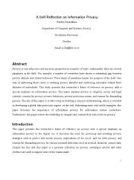 Writing a reflection paper can be tricky. A Self Reflection On Information Privacy Privacy Personally Identifiable Information