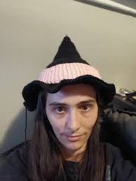 Crochet and knit witch hat and scarf