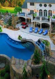 Deck Above With Arches Under For The Walkout Basement Patio Luxury Swimming Pools Pool Houses Dream Pools