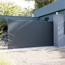 Portail Coulissant Aluminium Concarneau Gris Zinc Naterial L 362 X H 153 Cm Portail Coulissant Portail Coulissant Electrique Et Portail Alu