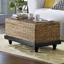 A glass top elevates its look and provides a stable platform for books, drinking glasses or a potted plant. Seagrass Coffee Table Coffee Table Storage Ottoman Coffee Table Furniture