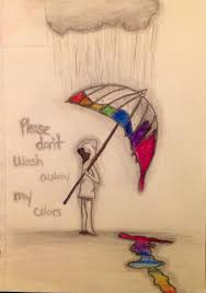 A paint brush will provide a more textured look, while sponges or soft rags will create a softer, more diffused appearance. Please Don T Wash Away My Colors In My Black In White World Bu Me Smile D Couple Drawings Table Sketch Love Art