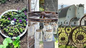 1.garden wagon wheel fountain for outdoor decor; 20 Incredible Ways To Use Old Wagon Wheels In Your Garden How To Decorate With Wagon Wheels