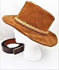 Australian Brown Suede Outback Hat Braided Leather Hat Band Etsy Leather Hat Bands Outback Hat Brown Suede