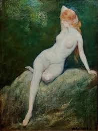 Warren Davis -nude Nymph at the Edge of the Forest-1924 Oil Painting - Etsy  Denmark