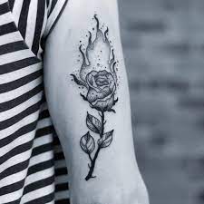 Burning rose and a lighter tattoo done at bk ink studio related tattoos. Burning Rose Lit Litfam Blackwork Pointillism Dotworktattoo Dotwork Tattoos Tattoo Rose Fire Blacktattoo Fire Tattoo Tattoo Fire Tattoos