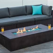 A fire pit table is often a standard size table with a fire pit inserted in the middle. Cosiest Outdoor Rectangle Propane Fire Pit Table On Sale Overstock 31500528