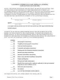 Under a gpa, vast powers are allowed to the agent to act on behalf of the principal. Ca Statutory Form Power Of Attorney Complete Legal Document Online Us Legal Forms