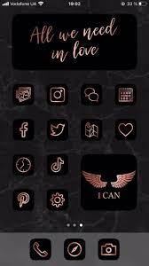 Ios14 App Icons Rose Gold Black Ios 14 Icons App Covers Icons Bundle Ios 14 Aesthetics Iphone Home Screen Ios14 App Covers Icon Pack App Icon Homescreen App Covers Part 1/3 of this red and pink aesthetic app icon set!