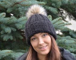 Hand Knit Alpaca Silk Adult Beanie: Orange Cable Knit Watchcap With Faux  Pom