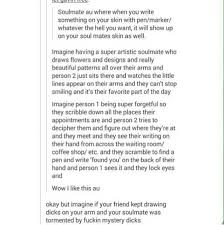 It might take over an ounce of ink from a sharpie to cause a lethal reaction, and if a sharpie is used on the skin it generally won't cause an immediate or. Note To Self Klance Hi Soulmate Au Soulmate Story Writing Prompts