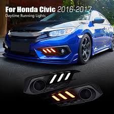 Allinoneparts For Honda Civic 10th 2016 2017 Led Drl Daytime Running Lights Assembly Fog Driving Lamp Kit With Turn Signal Lights Fog C Honda Civic Honda Civic