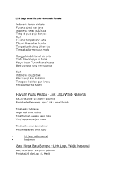 Ku beruntung jadi pemilik hatimu ku sayang kamu, kucinta kamu ku berjanji tak akan permainkanmu tetap bersamaku sayang, sampai tua nanti. Lagu Wajib Nasional Lirik Pdf